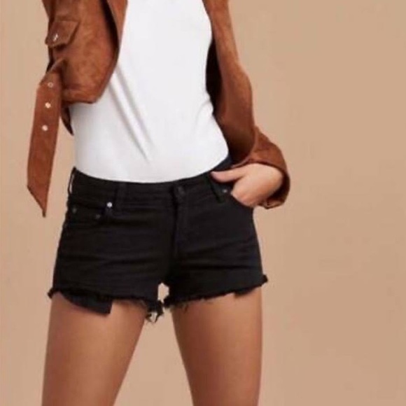 TALULA Black Mid Rise Cutoff Denim Shorts - Picture 1 of 8